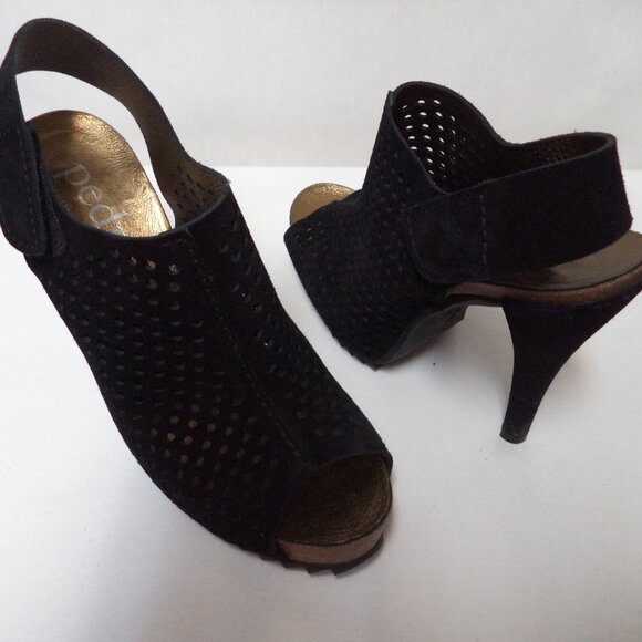 Pedro Garcia Suede Leather Candela Heels open toe Sandals Spain black Size Sz 7 - Picture 9 of 11